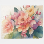 Delikate Aquarellfarben Blumengemälde Fleecedecke (Vorderseite (Horizontal))