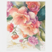 Delikate Aquarellfarben Blumengemälde Fleecedecke (Vorderseite)