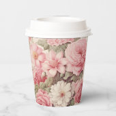 Delikate Aquarellfarben Rosen & Apple Blüten Pappbecher (Rückseite)