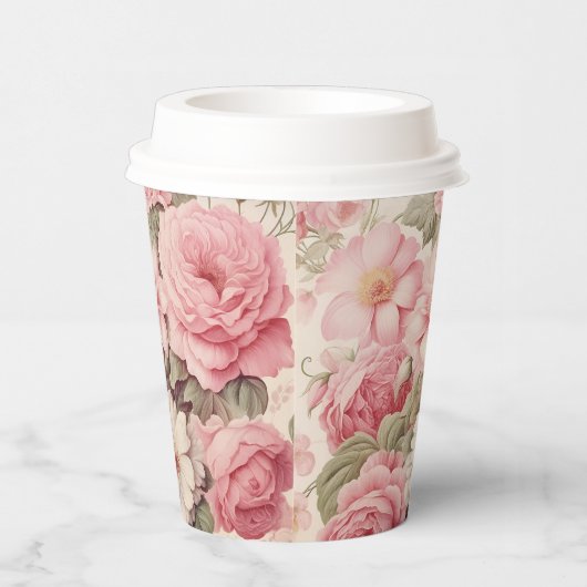 Delikate Aquarellfarben Rosen & Apple Blüten Pappbecher (Rechts)