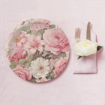 Delikate Aquarellfarben Rosen & Apple Blüten Pappteller<br><div class="desc">Herrliche zarte pastellrosa Rose und Apfelblüten auf weichem ecru Hintergrund.</div>