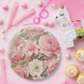 Delikate Aquarellfarben Rosen & Apple Blüten Pappteller (Party)