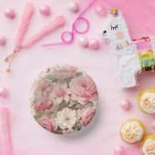 Delikate Aquarellfarben Rosen & Apple Blüten Pappteller (Party)