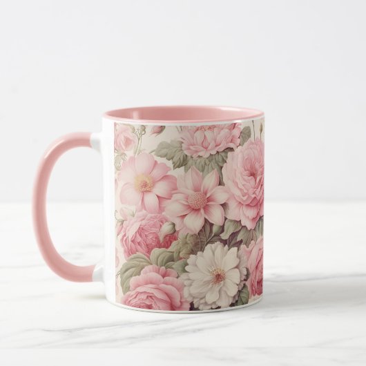 Delikate Aquarellfarben Rosen & Apple Blüten Tasse (Links)