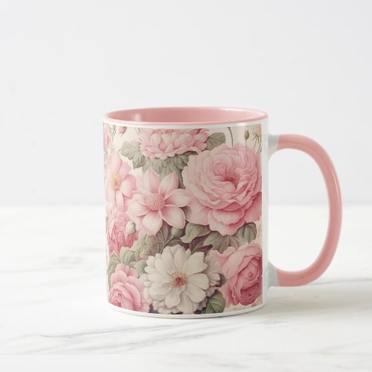 Delikate Aquarellfarben Rosen & Apple Blüten Tasse (Rechts)
