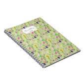 Delikate Aquarellfarben-Wildblumen auf grün Notizblock (Rechte Seite)