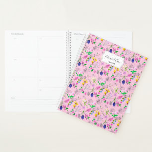 Delikate Aquarellfarben-Wildblumen auf Rosa Planer