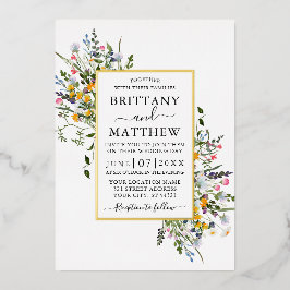 Delikate Aquarellfarben-Wildblumen Hochzeiten von  Folieneinladung