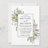 Delikate Aquarellfarben Wildblumen Hochzeitsfeier  Einladung (Vorderseite)
