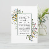 Delikate Aquarellfarben Wildblumen Hochzeitsfeier  Einladung (Stehend Vorderseite)