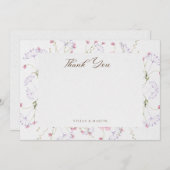 Delikate Aquarellfarben-Wildblumen Kalligrafie Dankeskarte (Vorne/Hinten)