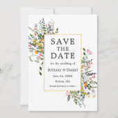 Delikate Aquarellfarben Wildblumen Rosa Blüte Save The Date (Vorderseite)