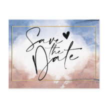 Delikate Aquarelltöne auf Wellen Save the Date