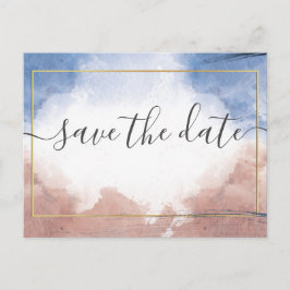 Delikate Aquarelltöne auf Wellen Save the Date Ankündigungspostkarte