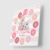 Delikate Aquarelltonröhre und Einhorn-Monogramm Quadratische Wanduhr (Winkel)