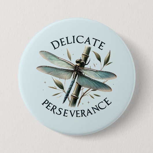 Delikate Ausdauer - Künstlerische Libelle Button (Vorderseite)