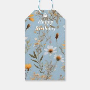 Delikate australische Wildblumen auf blau, Geschenkanhänger