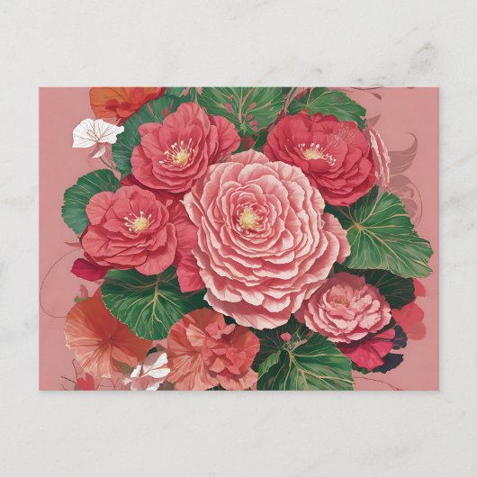 Delikate Begonia-Blume Moderne Postkarte (Vorderseite)