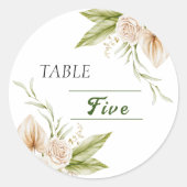 Delikate Beige Tischnummer Runder Aufkleber (Vorderseite)