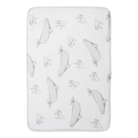 Delikate Beluga-Wale und Seegras-Illustration Badematte (Vorderseite Vertikal)