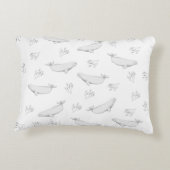 Delikate Beluga-Wale und Seegras-Illustration Dekokissen (Rückseite)