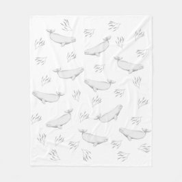 Delikate Beluga-Wale und Seegras-Illustration Fleecedecke