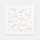Delikate Beluga-Wale und Seegras-Illustration Serviette (Vorderseite)