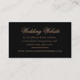 Delikate Black and Gold Script Webseite für Hochze Begleitkarte