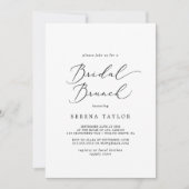 Delikate Black Calligraphy Bridal Brunch Einladung (Vorderseite)