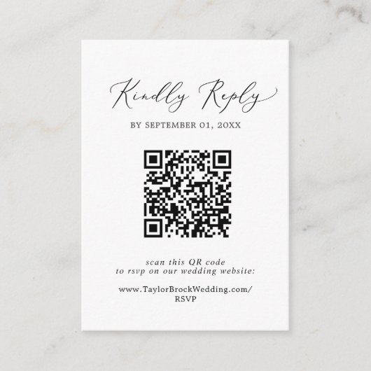 Delikate Black Calligraphy Editable QR Code UAWG Begleitkarte (Vorderseite)
