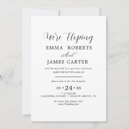 Delikate Black Calligraphy Elopement Empfang Inv Einladung