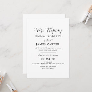 Delikate Black Calligraphy Elopement Empfang Inv Einladung