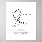Delikate Black Calligraphy Open Bar Sign Poster (Vorne)