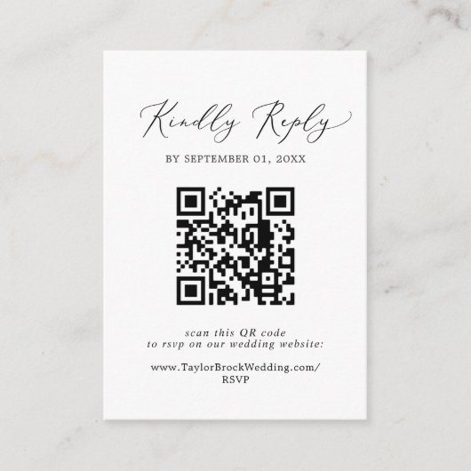 Delikate Black Calligraphy QR Code UAWG Begleitkarte (Vorderseite)