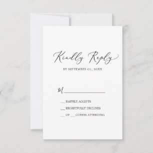 Delikate Black Calligraphy Simple RSVP Card