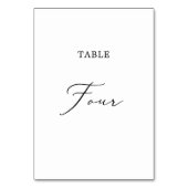 Delikate Black Calligraphy Table Four Tischnummer (Vorderseite)