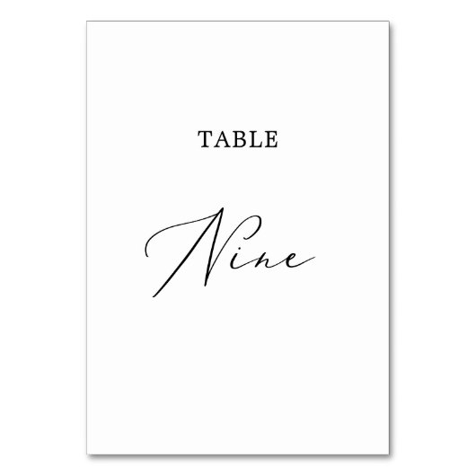 Delikate Black Calligraphy Table Nine Tischnummer (Rückseite)