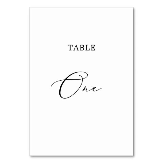 Delikate Black Calligraphy Table One Tischnummer (Vorderseite)