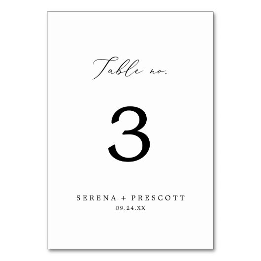 Delikate Black Calligraphy Tischnummer (Rückseite)