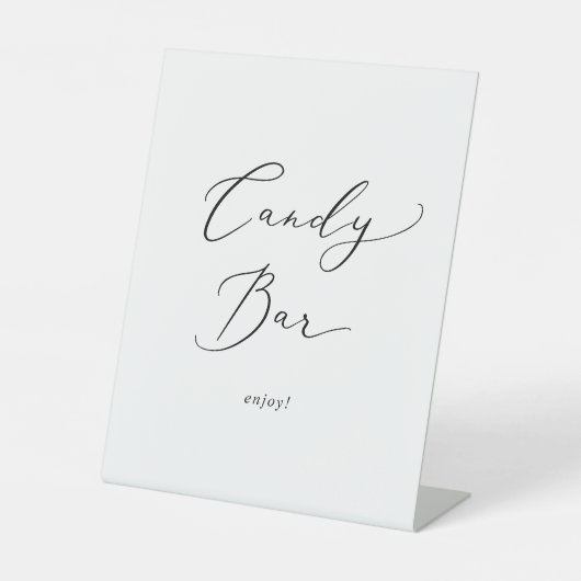 Delikate Black Calligraphy Wedding Candy Bar Sockelschild (Vorderseite)