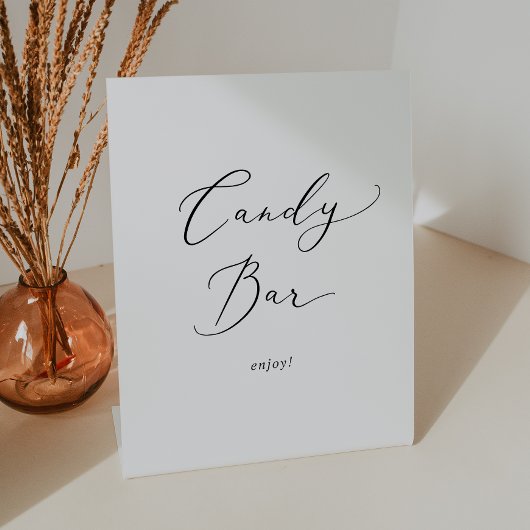 Delikate Black Calligraphy Wedding Candy Bar Sockelschild