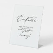 Delikate Black Calligraphy Wedding Confetti Toss Sockelschild (Vorderseite)