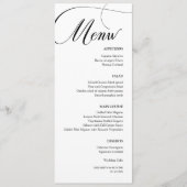 Delikate Black Calligraphy Wedding Dinner Menükarte (Vorderseite)