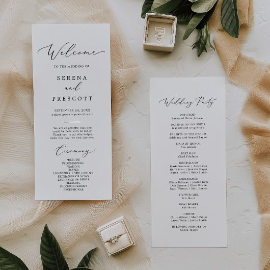 Delikate Black Calligraphy Wedding Party Programm
