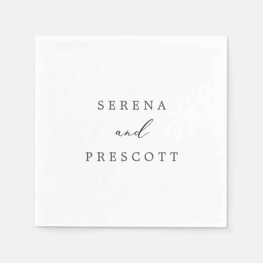 Delikate Black Calligraphy Wedding Serviette (Vorderseite)