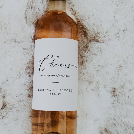 Delikate Black Cheers Wedding Wine Labels Weinetikett