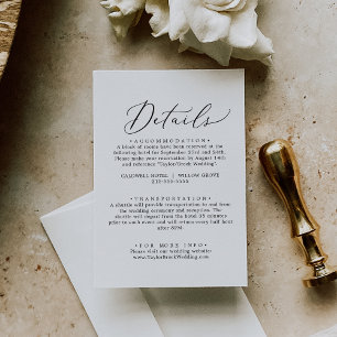 Delikate Black DIY Elegante Wedding Details Card Einladung