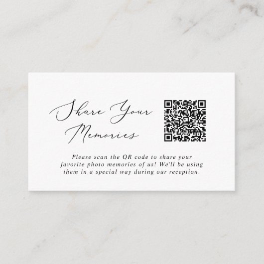 Delikate Black Foto Erinnerungen QR Code Hochzeit Begleitkarte (Vorderseite)