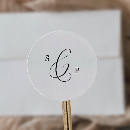 Delikate Black Monogram Wedding Umschlag Aufkleber