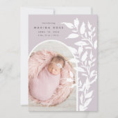 Delikate Blätter | Ankündigung von Foto zur Geburt (Vorderseite)